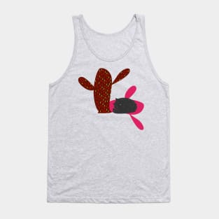 Cute cat sleeping in a cactus garden Tank Top